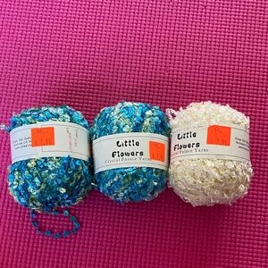 Lot of 3 Crystal Palace Yarns Little Flowers Metallic Mini Flag #9760 & 0204